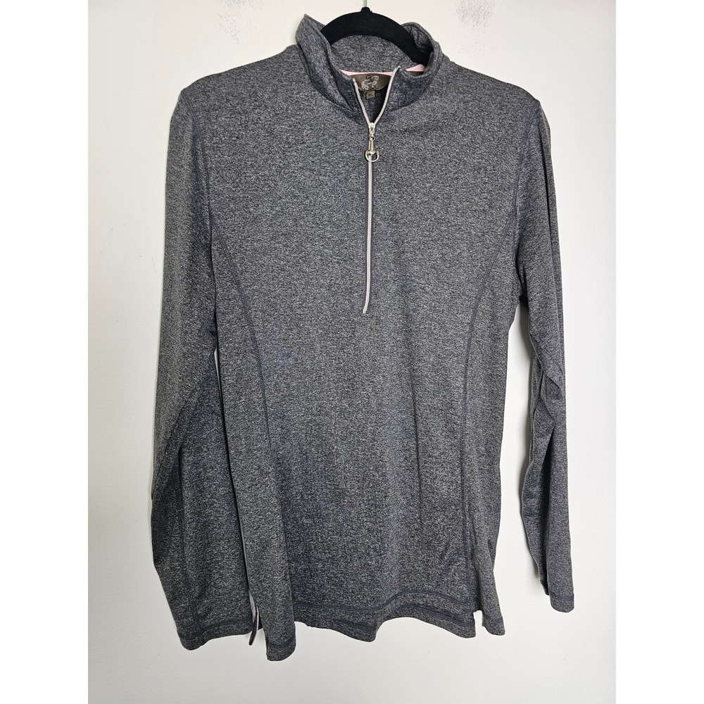 Equestrian Good Rider Quarter Zip Top Kids XL Gray Heather Long Sleeve 18016